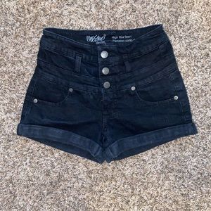 Black denim shorts